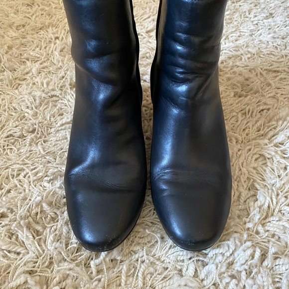 Banana Republic Ankle Boots Womens Black Leather Round Block Heel Retro, 9.5 - Picture 3 of 13